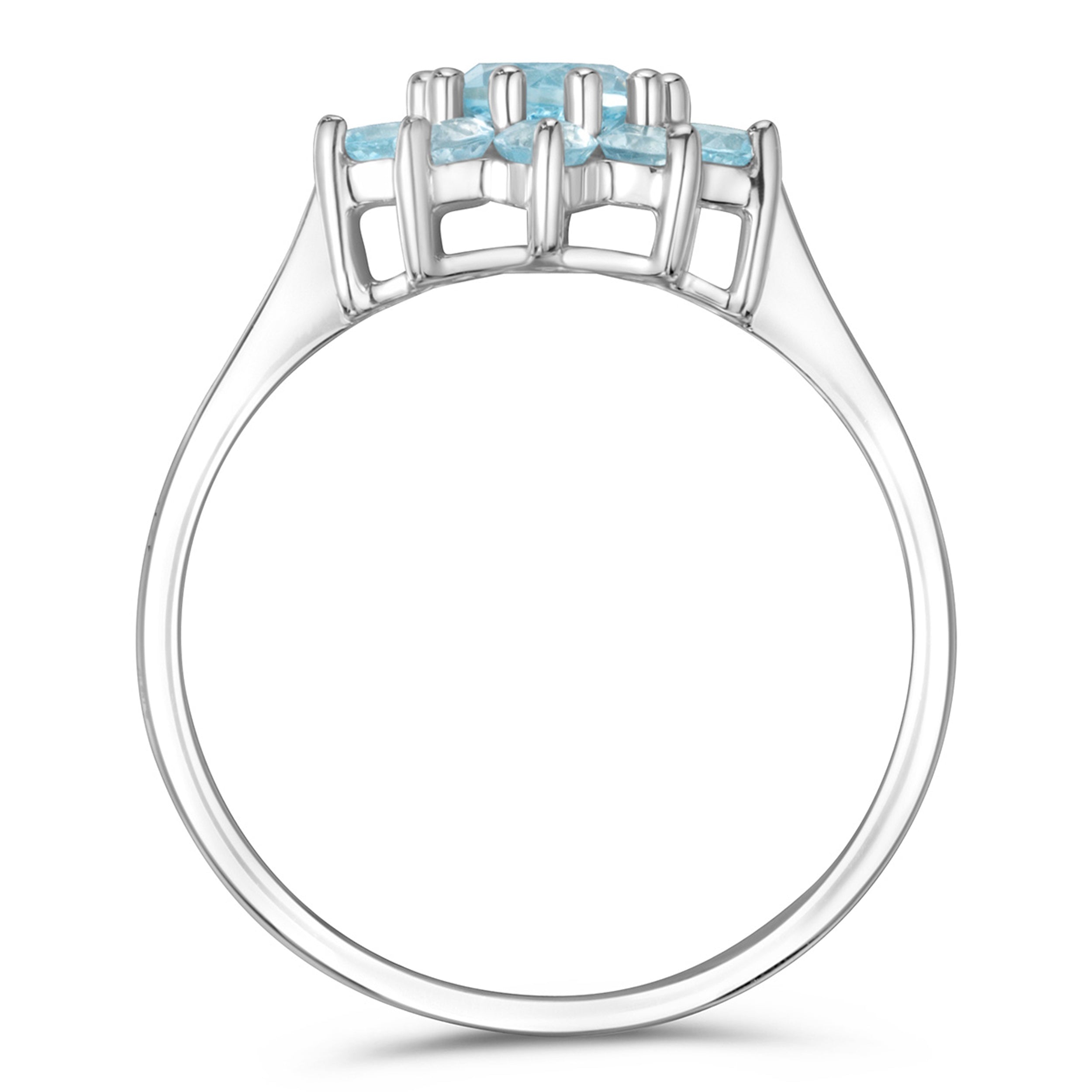 1.10ct Blue Topaz Cluster Ring in 9K White Gold